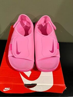 Nike Kids Pink Adjustable Velcro Slide Sandals
